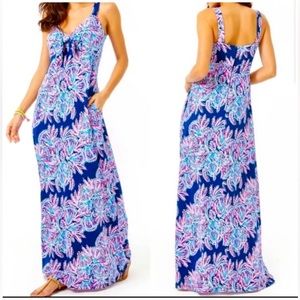 Lilly Pulitzer MAUI MAXI DRESS NEW 
OYSTER BAY BLUE MISS SHELL💥